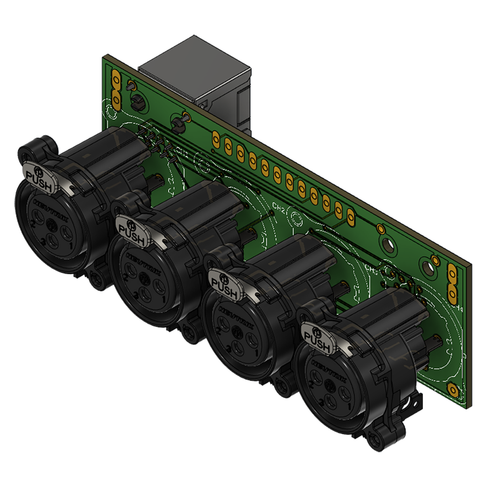 4x Neutrik XLR In Module Widget with 1x Vertical RJ45