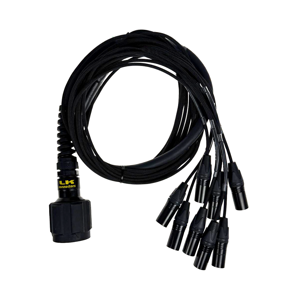 8-Channel Fan-Out Audio Cable | LK 25-Pole Female Connector to 8 Neutrik Male XLRs