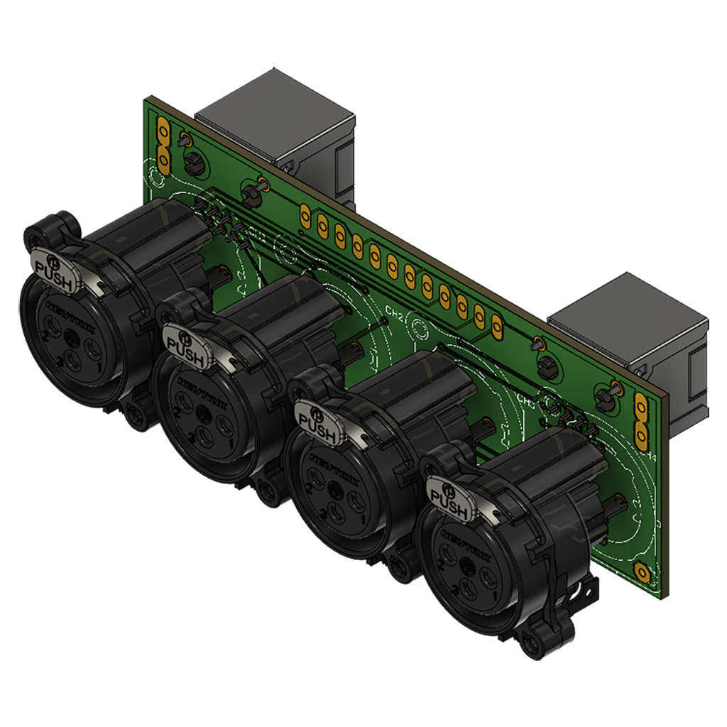 4x Neutrik XLR In Module Widget with 2x Vertical RJ45