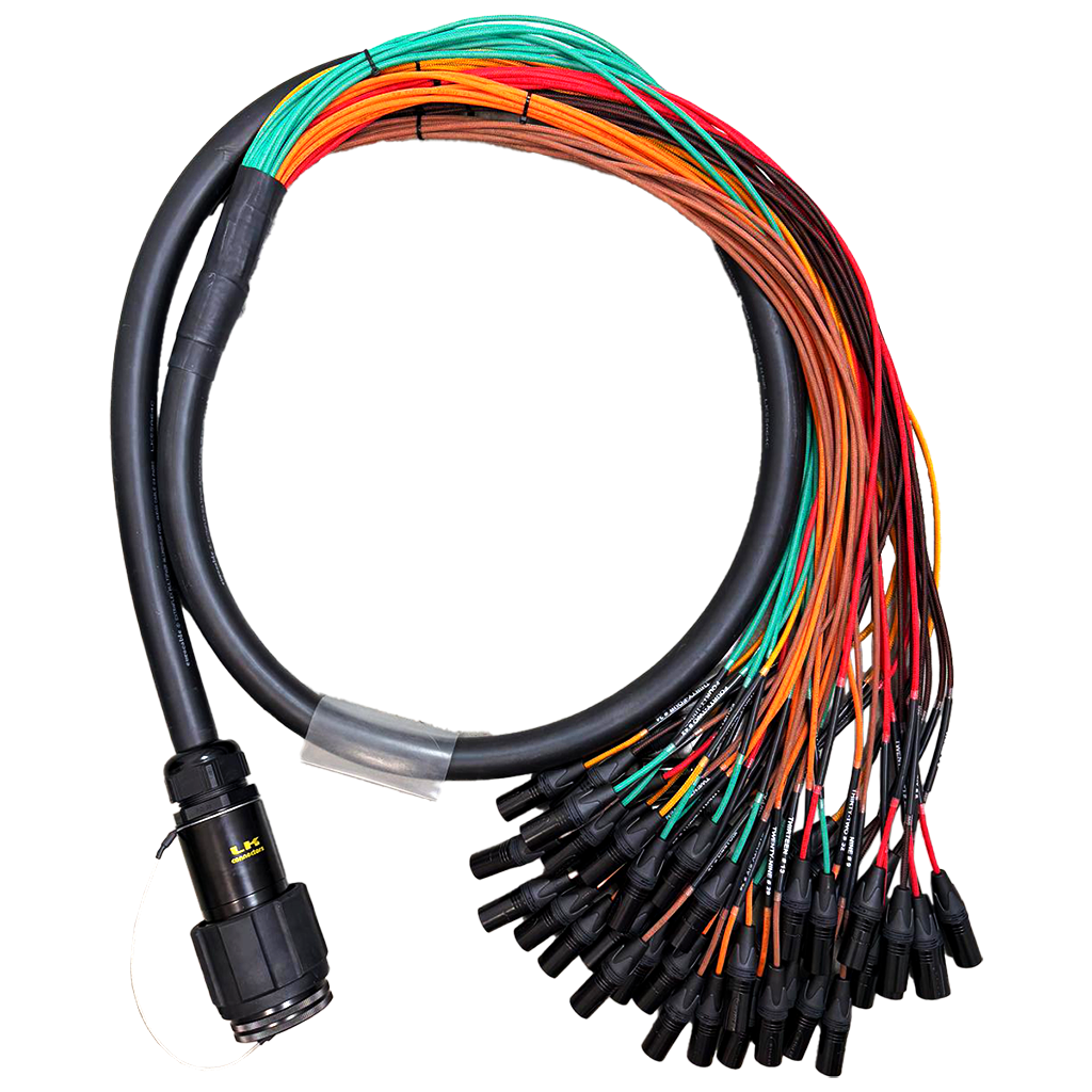 64-Channel Fan-Out Audio Cable | LK 200-Pole Female Connector to 64 Neutrik Male XLRs